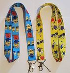 2017 Set of 2 Despicable Me Minions Lanyards Keychain ID MP3 Badge Holder Blue & Yellow, Multicolor