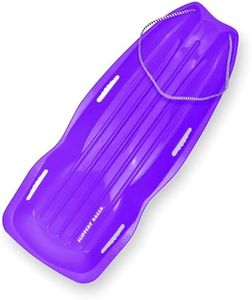 Slippery Racer Downhill Xtreme Flexible Adults and Kids Plastic Toboggan Snow Sled for up to 2 Riders with Pull Rope and Handles. (Purple, 1 Pack)