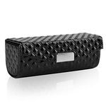 Beautyflier Women’s PU Leather Lipstick Case Holder with Mirror Rectangle Makeup Travel Cases for Purse Lipstick Holder, Black, Lipstick Case