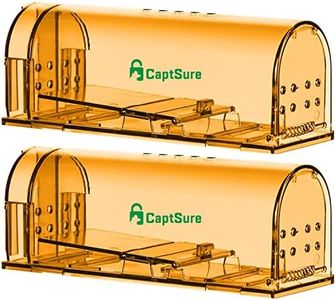 CaptSure Original Humane Mouse Traps, Easy to Set, Kids/Pets Safe, Reusable for Indoor/Outdoor use, for Small Rodent/Voles/Hamsters/Moles Catcher That Works. 2 Pack (Small)