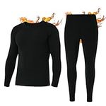 INNERSY Men's Thermal Underwear Set Ultra Warm Soft Long Johns Winter Base Layer(Black,X-Large)