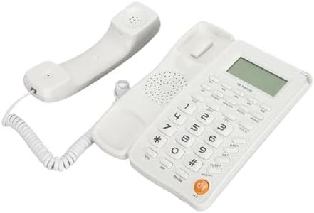 Big Button Corded Landline Telephone with HD Screen, Non Slip Fixation Holes for Home Hotel Office (White)