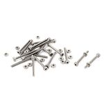 Sourcingmap M2 x 20mm 22mm Long Hex Socket Knurled Cap Screws Bolts Nuts Set 20Pcs