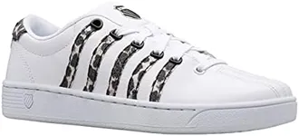 K-Swiss Women's Court Pro Curves Sneaker, White/Metallic/Leopard, 7.5 M