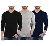Decrum Men Long Sleeve Tshirts - Plain Pullover Jersey Shirt | [4BUN00026] LGS MenV Set 3, XXL