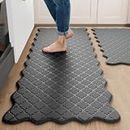 Arenarug Upgrade Scalloped Kitchen Mats for Floor 2PC, Black Kitchen Rugs