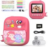 Kids Camera Instant Print, Camera for Kids with Printing Photo Paper, Toys for Girls Aged 3-14, Toddler Digital Camera for 4 5 6 7 8 9 10 11 12 Years Old (Pink)