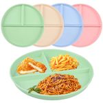 4 Pcs Divided Dinner Plates Sets, 8.6 Inch Portion Control Divided Plates, Diet Plates, Unbreakable Reusable Deep Picnic Plates Dishes for Kids Adult Children Food Dessert Plates, Microwave Safe