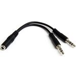 StarTech.com 3.5mm 4 Position to 2x 3 Position 3.5mm Headset Splitter Adapter - F/M - 3.5mm headset Adapter Cable (MUYHSFMM), Black