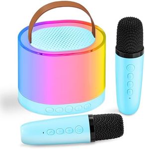 CYY Mini Kids Karaoke Machine, Unique Gifts for Girls Boys with Wonderful Lamp, Karaoke Toys for Kids with 2 Wireless Microphones, Toys for Girls Birthday Party