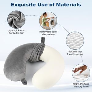 kierain Memory Foam Travel Pillow – Gray Neck Support Cushion