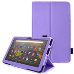 TECHGEAR Smart Case For Amazon Fire HD 10 (13th Generation / 2023 & 11th Generation / 2021) Slim PU Leather Folio Smart Stand Case Cover with Hand Strap & Auto Wake/Sleep [Purple]