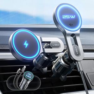 LISEN for 15W MagSafe Car Mount Charger, [Safer & Faster] Vent Magnetic Wireless Car Charger, Car Vent Phone Mount Charger 17X Strong Fits iPhone 16 Pro Max 15 14 13, Samsung with MagSafe Case, Black