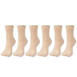 DFEET ,Regular Wear Anti- Bacterial Cotton Skin/Beige Color Plain Thumbs/Toe Split Socks For Women Solid Ankle Length Comfortable Regular use Combo (6)