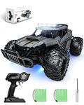 Tecnock Remote Control Cars for Kids Adults, 1:16 Scale 25km/h All Terrain Monster Truck, 2.4GHz Off-Road RC Car with Headlights & Chassis Lights, 2 Batteries for 70min Play, Toys Gifts for Boys Girls