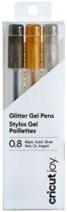 Cricut Joy Glitter Gel Pens, 0.8 mm, Black, Gold, Silver 3 Count