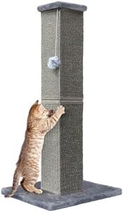 YULOYI Cat Scratching Post 32 Inch for Indoor Large Cats and Kitten, Nature Sisal Tall Cat Scratch Post, Sisal Cat Scratcher Improve Cat's Scratching Habits and Protect Your Furniture, Dark Grey