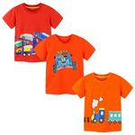 Winzik Boys Shirts, Toddler Boys' 3-Pack Tops Tees Orange T Shirts Kids Short Sleeve Summer Clothes 2-8T (5-6 Years, 3-Pack 4#)