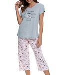 ENJOYNIGHT Women's Sleepwear Tops with Capri Pants Pajama Sets (3X-Large, 1cup)