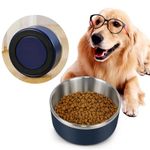 IKITCHEN Stainless Steel Dog Bowl, Non-Slip Dog Water Bowl for Large Dogs, Double Wall Metal Dog Bowl, 64 Ounces Dog Food Dish, Blue