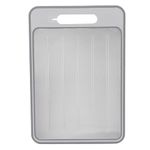 Defrosting Tray Cutting Board, Double Sided Chopping Board Thawing Plate with Sharpener for Defrost and Thaw Meat and Food 12.3x8.3in (Grey)