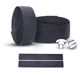 PLATT Road Bike Handlebar Tapes Bicycle Bar Tape Superior Breathable Hexagon Non-Slip Bike Handlebar Tape Bike with Bar End Plugs,Black (2PCS Per Set)