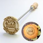 Custom Electric 240W or Flame-Heated Burger Branding Stamp - Logo Stamp for BBQ, Sandwiches, Meat - Ideal for Restaurants, Home Grilling - Food Stamp for Branding (1" X 1" - with Manual Handle)