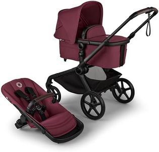 Bugaboo Kangaroo All-Terrain Single-to-Double Tandem Stroller for Infant and Toddler, for Up to Three Kids, XL Wheels, One-Hand Operation, Large Bassinet, XL Underseat Storage (Dark Cherry)