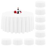 10 Pack Round Tablecloth White Round Tablecloth 90 Inch Round Table Cloth Washable Polyester Fabric Bulk Linen Tablecloths Round Table Cover Table Cloths for Parties Wedding Banquet Buffet Dinning