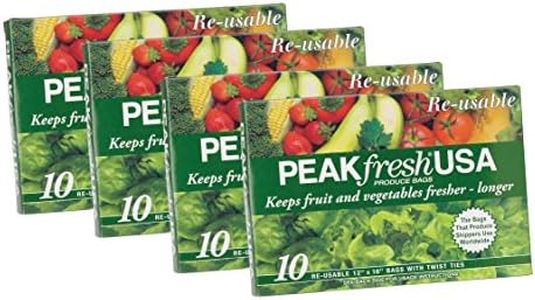 Peak Fresh Reusable Produce Bags, Set of 4, 40 Bags Total