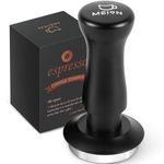 MEION Espresso Tamper 53.3mm Coffee Tamper, Calibrated Dual Spring Loaded Barista Tamper with Stainless Steel Base, Comes with aluminum storage pad (53.3MM, Black)