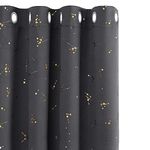 Deconovo Eyelet Curtains, Blackout Curtains, Gold Constellation Printed Curtains Thermal Insulated Curtains for Bedroom, 46 x 54 Inch(Width x Length), Light Grey, 2 panels