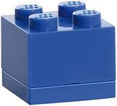 Room Copenhagen Lego Mini Box 4 Knobs Blue - Versatile Small Storage Box for Snacks, Jewellery, Hair Accessories, Souvenirs & More - Dishwasher Safe, 46 x 46 x 43 mm