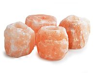 4 x HIMALAYAN SALT ROCK CRYSTAL CANDLE HOLDER HEALING IONIZING T-LIGHT