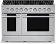 Hauslane 48" Gas Range in Stainless Steel, 8 Burners up to 20,000 BTU 6.7 cu. ft., Double Convection Oven with 5 Rack Positions, 5-Year Warranty, Convertible NG/LP Cool-Touch Triple-Layer Door