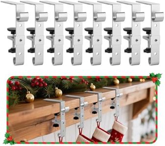 Acrridi Stocking Hangers for Mantel,Adjustable Christmas Stocking Holder (8pcs-Silver)