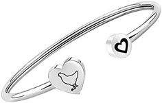 Pet Lover Gift Poultry Lover Gift Chicken Charm Chicken Gifts Chicken Jewelry Bird Cuff Bracelet, 6 inch, Metal, stainless-steel