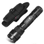 UltraFire WF-502B Single Mode Flashlight with Holster,1000 Lumen Mini Tactical LED Flashlight Duty Flashlights with Belt Holster Bright Handheld Small Flashlight (Battery not Included)