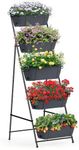 Raised Garden Bed 5 Tier Vertical Garden Planter Standing Herb Garden Planter Elevated Planter Box with Drainage Holes Tall Vertical Planters for Outdoor Plants Vegetables Flowers Grey