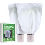 DAYGOS Plant Fleece Frost Protection Covers for Winter, 2Pcs 120cm x 180cm Large Plant Protectors from Frost, Garden Horticultural Fleece Bags Jacket with Zipper Drawstring (White)