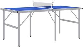 Soozier Mini Ping Pong Table Set for Outdoor and Indoor, Foldable Table Tennis Table with Net, 2 Paddles, 3 Balls, Adjustable Feet, Easy Assembly, Blue