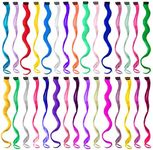 EuTengHao 30 Packs Coloured Clip in Hair Extensions 60cm Colourful Curly Hair Extensions Clip in for Women and Kids Multi-Colours Party Highlights Streak Synthetic Hairpieces (30 Colours Set)