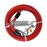 Foodie Puppies Extra Strong Weather Tangle Resistant Vinyl Coated Galvanized Tie-Out Cable Leash for Dog up to 125LBS, (20 - Feet, 5mm) | Strong Grip with Safety Hook Red