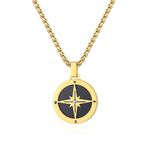 GAVU Viking Jewelry, Stainless Steel Compass Pendant Necklace for Men