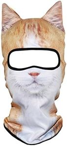 WTACTFUL 3D Animal Ears Balaclava Breathable Cover Hood Face Mask Sun Protection for Skiing Snowmobile Riding Hunting Music Festivals Raves Halloween Party Activities Chinese Orange White Cat MEB-24