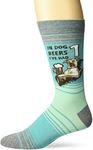 K. Bell Socks Women's Fun Happy Hour Crew Socks-1 Pairs-Cool & Cute Pop Culture Funny Gifts, Dog Beers (Turqoise)