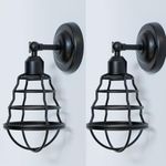 LEDSone Industrial Wall Sconces Set of Two | Vintage Adjustable Wire Cage Lighting Wall Light Lamp | Edison Style Antique Fixture for Living Room,Bedroom,Bathroom,Hallway,Headboard,Garage
