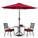 THESHELTERS - Premium Center Pole Garden Umbrella with Stand - Large Outdoor Lawn Patio Umbrella Perfect Choice for Lawn, Resorts, Poolsides | UV Protection - Adjustable Height (Red)