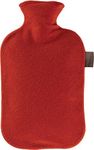 Fashy Hot Water Bottle with Fleece Cover Cranberry - Made in Germany