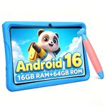 2026 Upgraded Kids Tablet 10 inch, Android 16 Tablets for Kids, Parental Control, Pre-Installed Kiddos Software & Kids Space, Includes Case & Stylus Pen, 16GB RAM 64GB ROM, 2TB Expand, HD IPS Screen